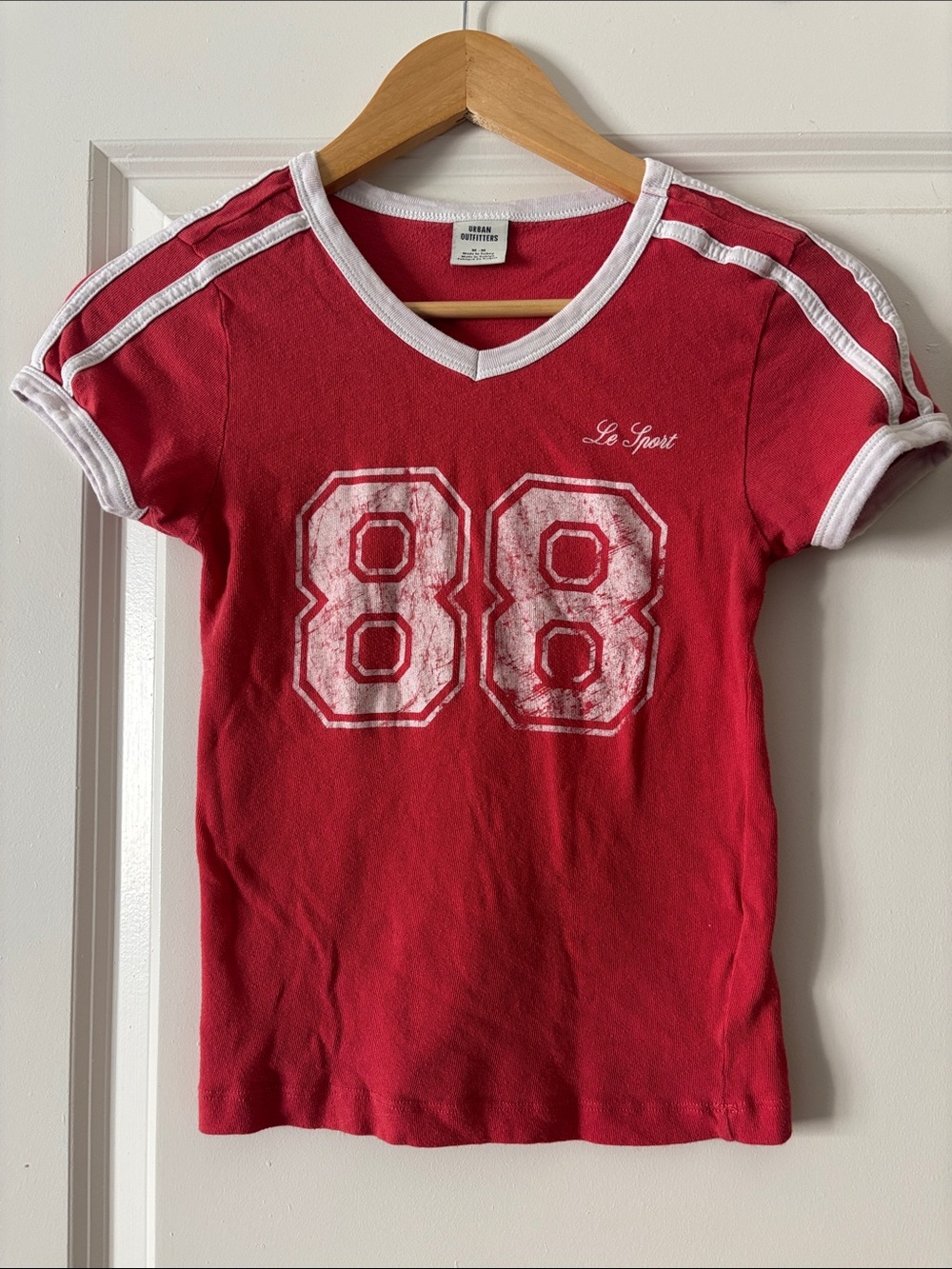 Girls' Red V-Neck '88' Graphic Tee